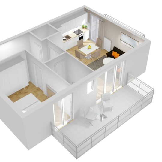Ferienwohnung Helene im Ostseebad Baabe auf der Insel Rügen an der Ostsee nahe Binz - 3D Ansicht der Ferienwohnung